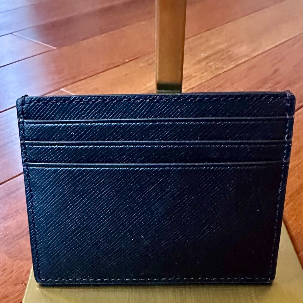 Kate Spade Schuyler Black Saffiano PVC Card Holder with Gold Logo NWT - Picture 4 of 4